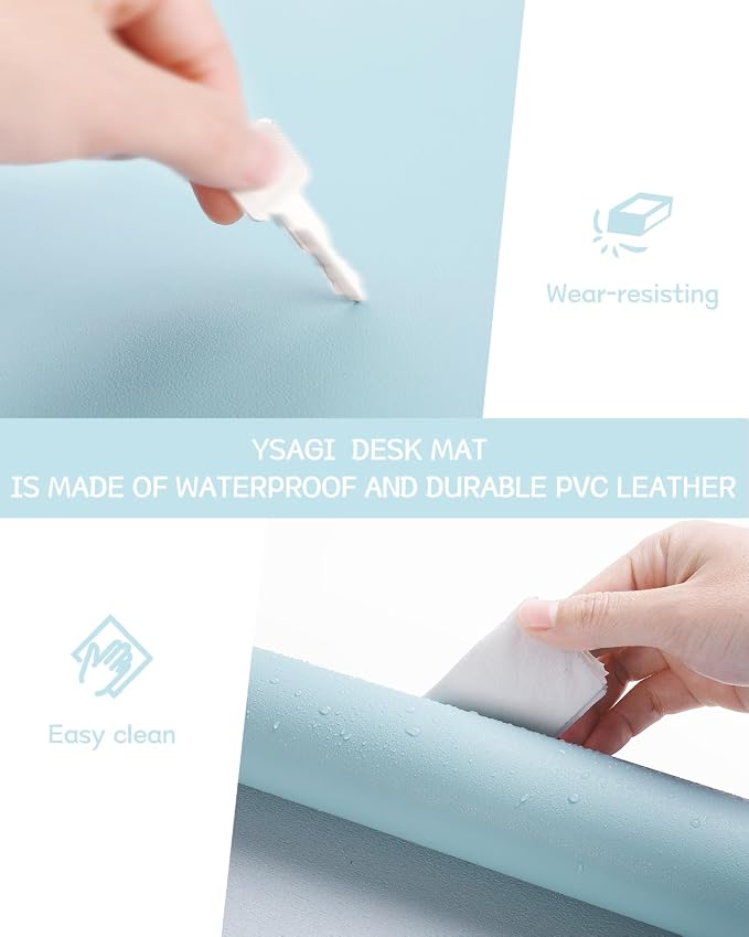 YSAGi Non-Slip Leather Desk Pad, Waterproof Laptop Computer Desk Keyboard Mat - Image 5