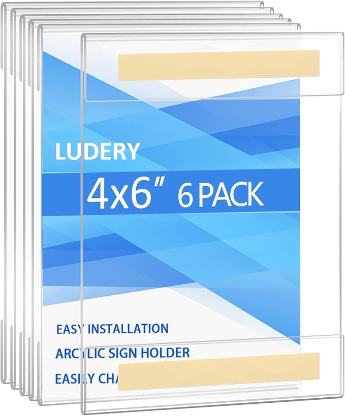 Acrylic Sign Holder 4x6, Sign Holder Wall mount Door Sign Memo Holder, by Ludery