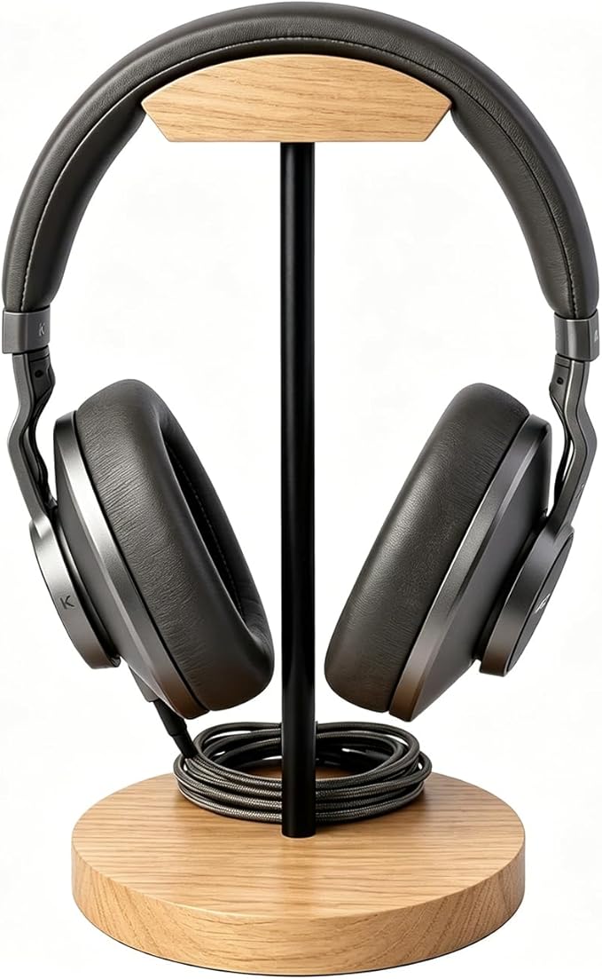 Headphone Stand Nature Wood & Metal Headset Hanger Mount Hook Gaming Holder by Bliocefo