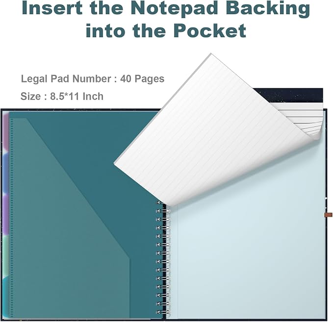 Hongri Clipboard Folio with Refillable Lined Notepad, 8.5 x 11 Folders with - Image 4