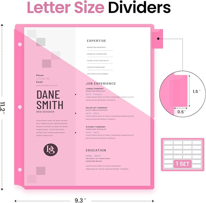 Taja 48 Count Dividers for 3 Ring Binder - Image 2