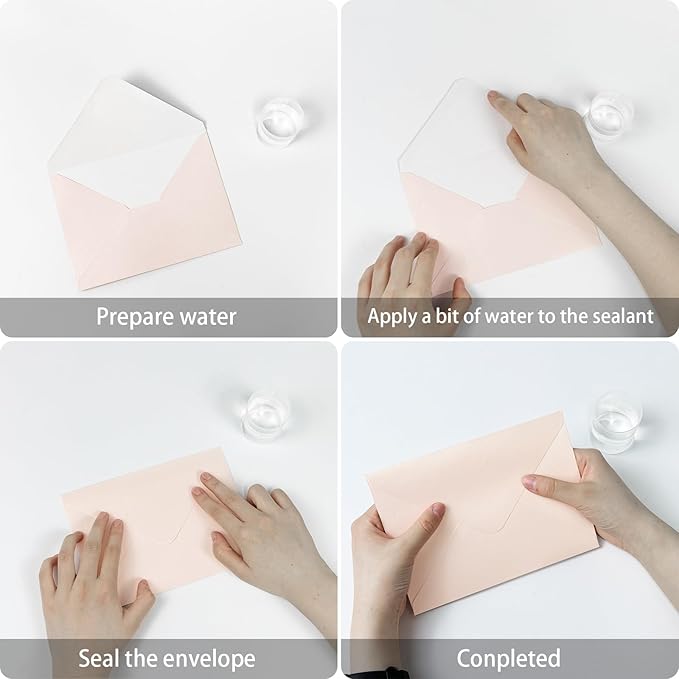YINUOYOUJIA 50 PCS Pearl Brush Pink Envelopes A7, 5 x 7 Brush Pink Shimmer - Image 3