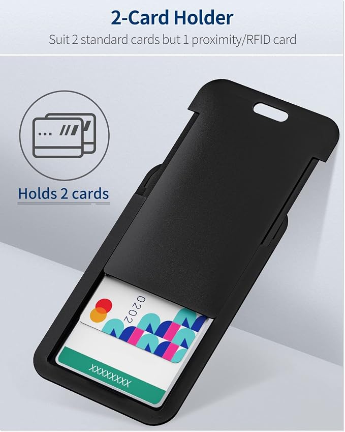 Uniclife 100 Pack Sliding ID Badge Holder Hard Black Vertical Plastic Card Case - Image 3