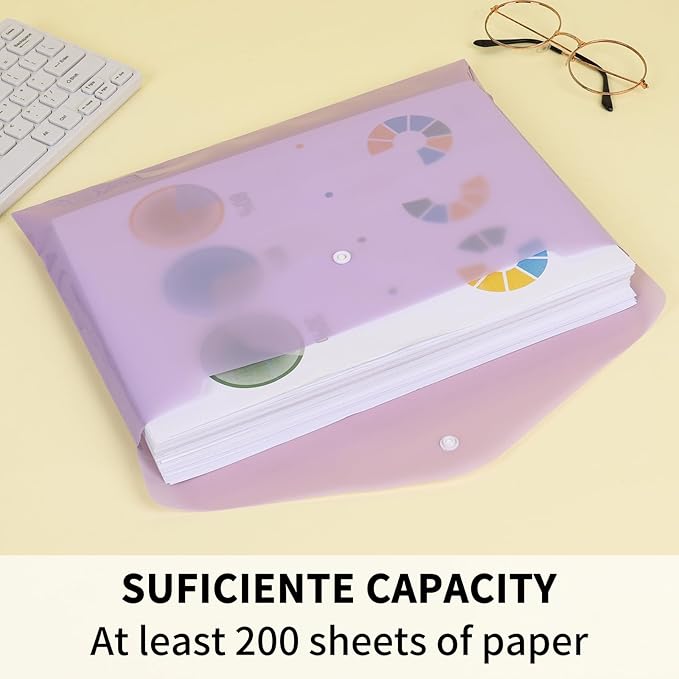EOOUT 5pcs Plastic Envelopes Folders, Plastic Poly Folders - Image 3