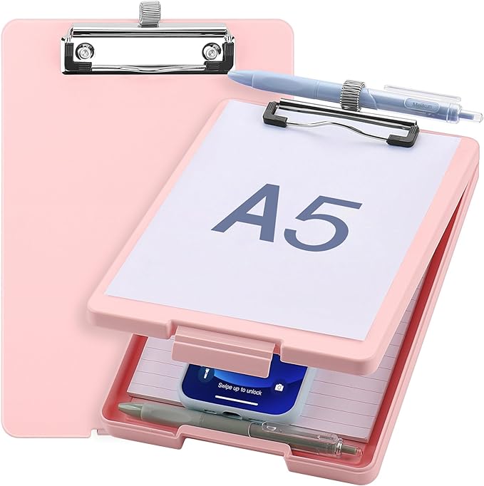 Meiikun Small Clipboard with Storage, A5 Clipboards with Pen Holder, Half by Meiikun
