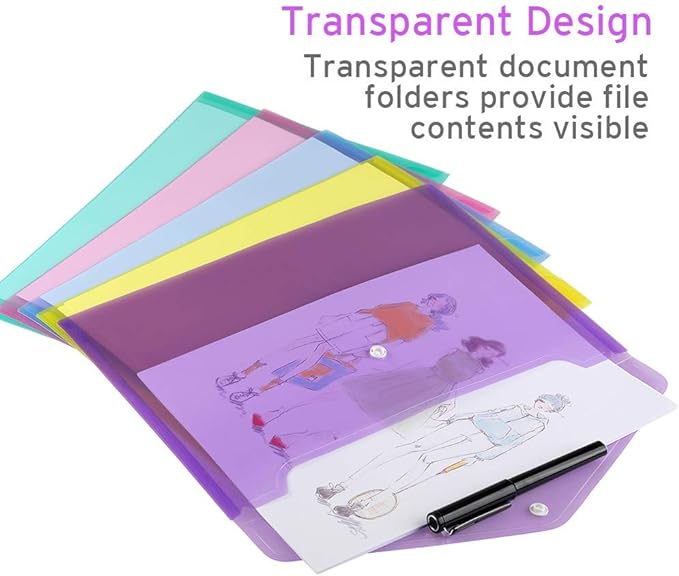 Sooez 28 Pack Folders Plastic Envelopes, Letter A4 Size Poly File Envelopes - Image 4