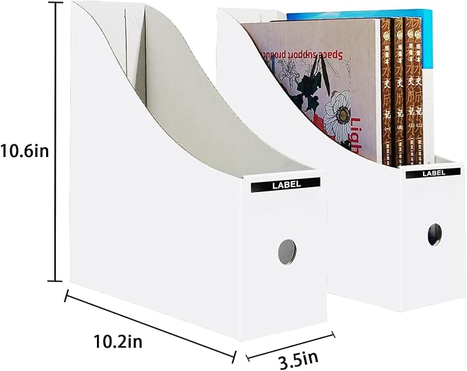 Limitliho 12 Pack White and Black Cardboard Magazine Holder, Magazine File - Image 3