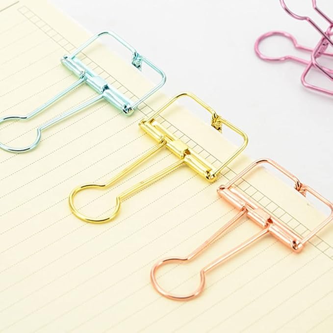 Hollow Out Paper Binder Clip Invoice Bill Clip Office Supplies Pack of 10 - Image 4