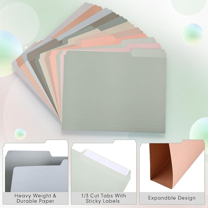 24 Pcs File Folders 9.5x11.6 Inch Manilla Folders Letter Size - Image 3