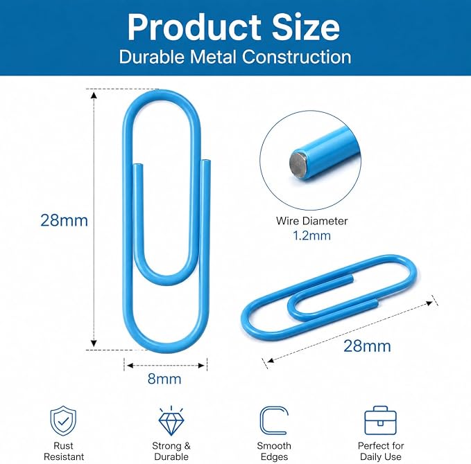 Colored Paper Clips, Strong Hold, Color-Coded Organization, Boxed - Image 3