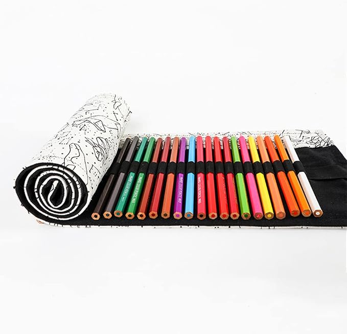 DIYOMR 24/36/72 Slots Pencil Wrap Pencil Rolls, Artist Colored Pencils Roll Up - Image 6