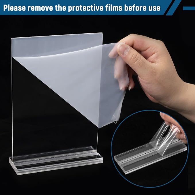 Dynta 24 Pack Acrylic Sign Holder 4x6 Picture Frame Double Sided T Shape - Image 2
