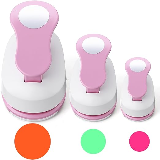 Chengu 3 Pack Craft Paper Punch Circle 2, 1 and 5/8 Inch Punch Paper Punchers by CHENGU