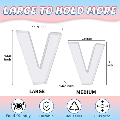 13.8" Extra Large Acrylic Letter Charcuterie Board Box, Reusable Fillable - Image 2