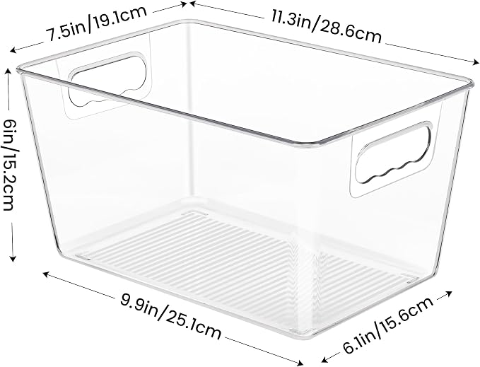 YIHONG Clear Plastic Storage Organizer Bins, 4 Pack Pantry Food Storage Bins - Image 2