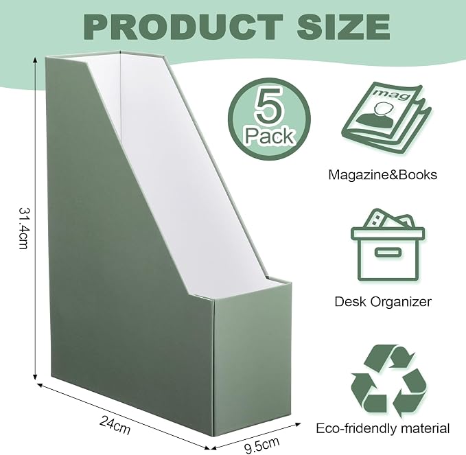 AmazingSpark 5 Pack Magazine File Holder Office Desk Storage Holder Set - Image 2