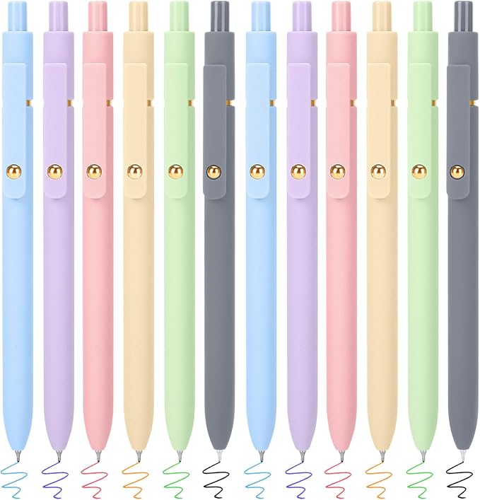 FIOVER Colored Pens, 12 Pack Colorful Gel Pens, Quick-Dry 0.7mm Medium Point by FIOVER