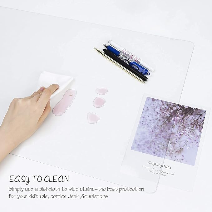 Oterri Clear Writing Desk Pad, 16’’x24” Heat Resistant Waterproof PVC Round - Image 4