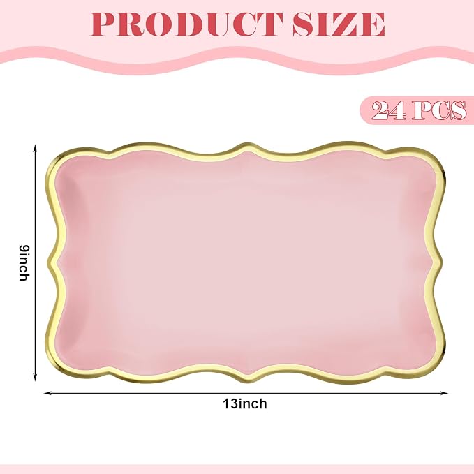 Havawish 24 Pcs 9" x 13" Pink Disposable Paper Serving Trays and Platters Food - Image 2