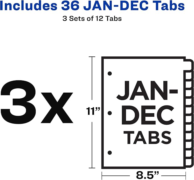 Avery Jan-Dec Dividers for 3 Ring Binders, 12 Tabs/Set, Pre-Printed Black - Image 5