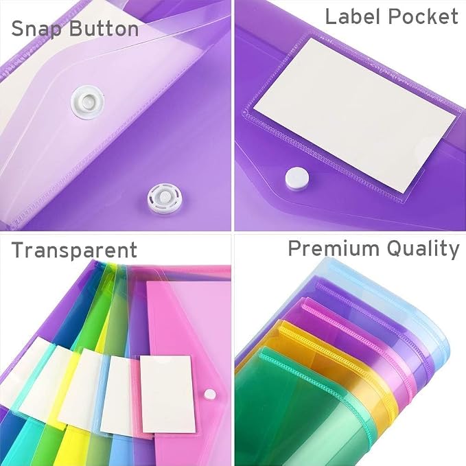 Sooez 48 Pack Folders Plastic Envelopes, Letter A4 Size Poly File Envelopes - Image 4