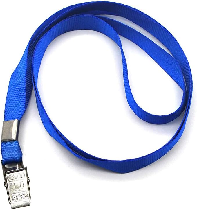 Beebel Blue Lanyards 100 Pack Nylon Flat Badge Lanyard Bulldog Clip - Image 7