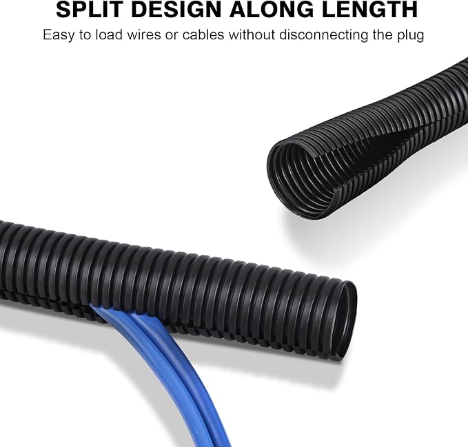 10ft - 1 inch Flame Retardant Split Wire Loom Tubing - Flexible Wire Covers - Image 2
