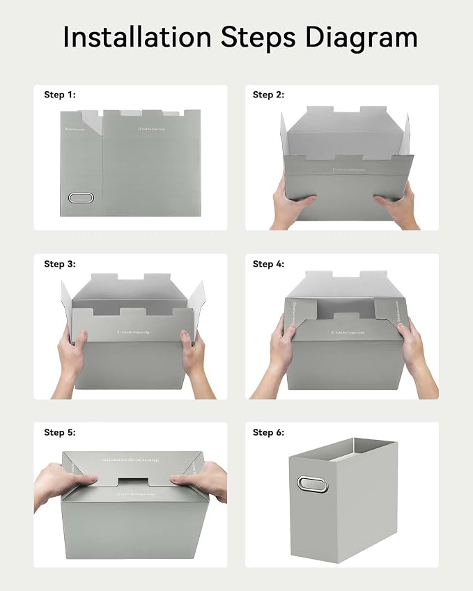 Oterri File Organizer Box, Portable Collapsible Cardboard File Folder Organizer - Image 6