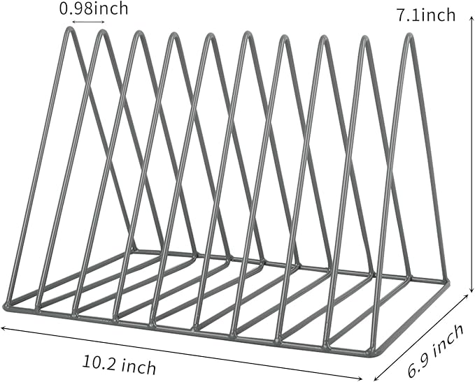 EASEPRES Vinyl Record Holder Storage, 9 Slot Metal Magazine Book Album Display - Image 2