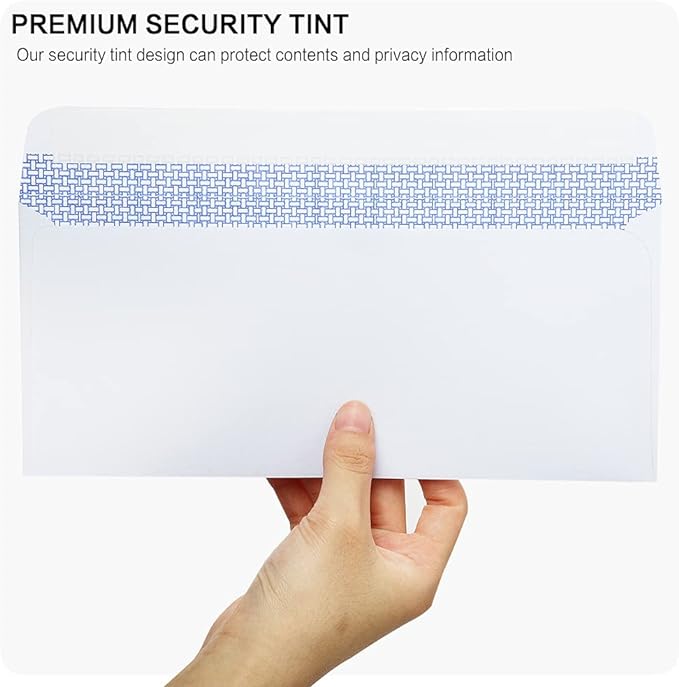 500 Pack #10 Single Left Window SELF Seal Security Envelopes, Designed - Image 3