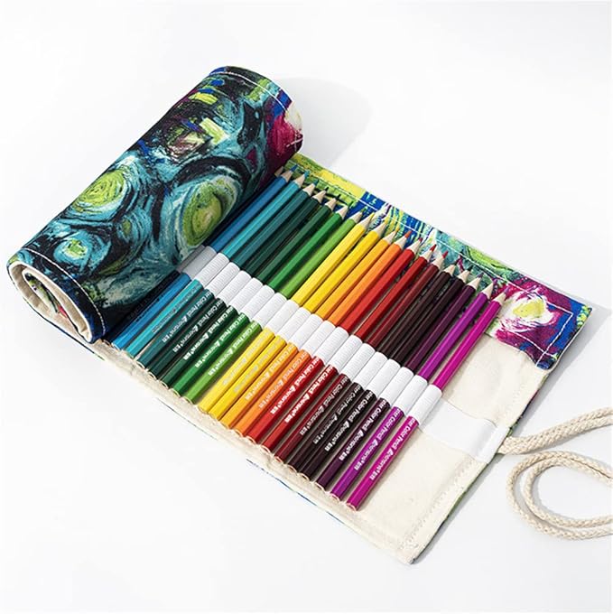 DIYOMR 24/36/72 Slots Pencil Wrap Pencil Rolls, Artist Colored Pencils Roll Up - Image 3