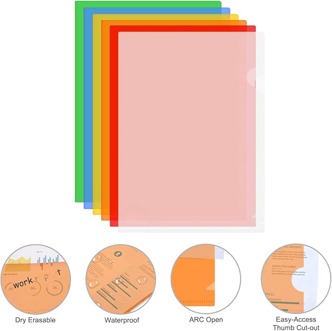 ViVin 12 Pack Plastic Clear Document Folders, L-Type Plastic 8.5x11 File Sleeves - Image 2