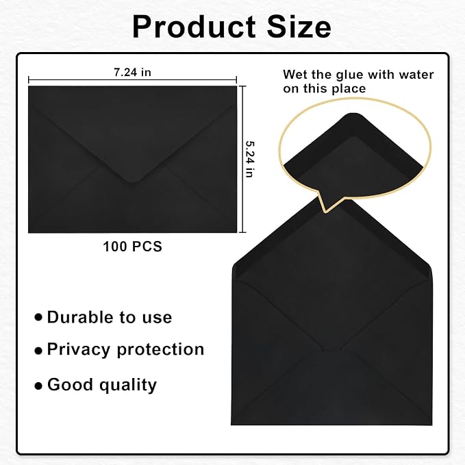 100 Pack A7 Envelopes, 5.24 x 7.24 in Envelopes - Image 3