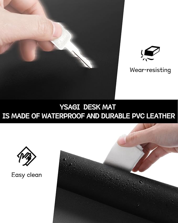 YSAGi Non-Slip Leather Desk Pad, Waterproof Laptop Computer Desk Keyboard Mat - Image 5