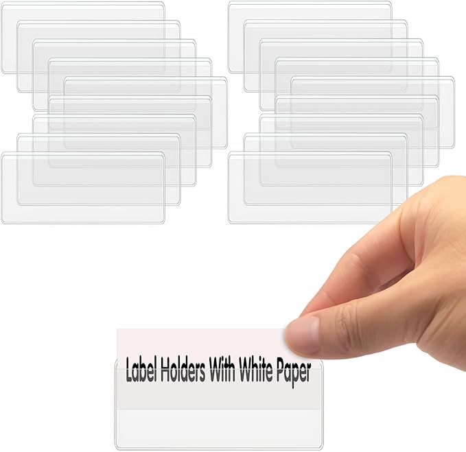 Self Adhesive Label Holders, ELEMGULY 200 Pack Adhesive Shelf Tag Shelf Label by ELEMGULY