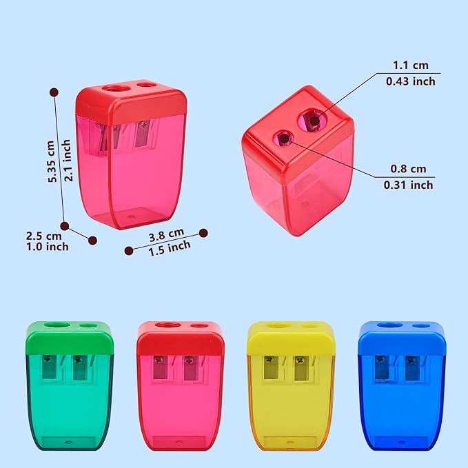 24Pcs Pencil Sharpener Manual, Small Dual Hole Pencil Sharpeners Bulk - Image 2