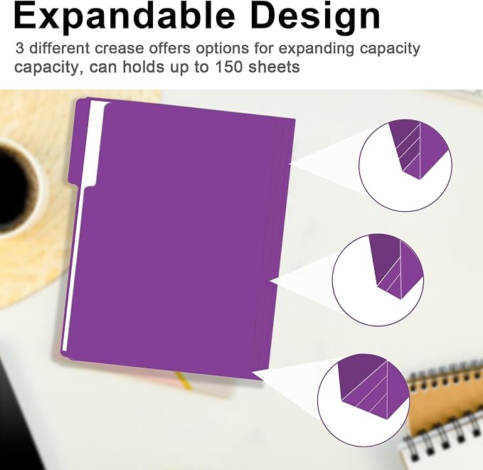 File Folder, RAZCC 100 Pack 1/3 Cut Tab File Folders Letter Size, Folders - Image 5