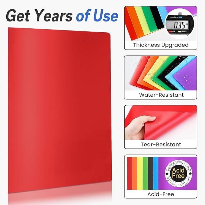 Sooez 7 Pack Folders with Pockets, 2 Pocket Folders with Extra Labels, Plastic - Image 4