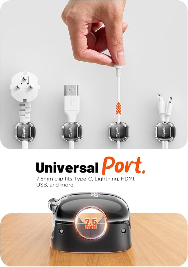 Cable Clips, 8 Pack Cord Holder Cord Organizer Spring Cord Clips Phone Charger - Image 4