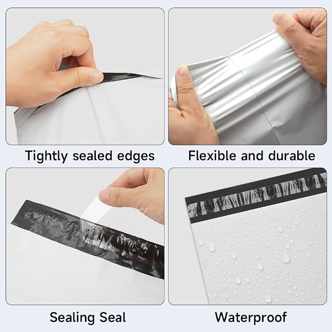 White Poly Mailers 12x15.5 Inch, 100 Pack | Self-seal shipping bags - Image 2