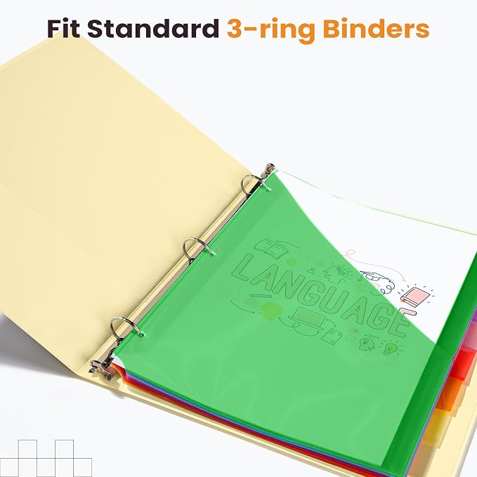 Sooez 16 Count Dividers with Pockets, 8 Tabs Binder Dividers - Image 7
