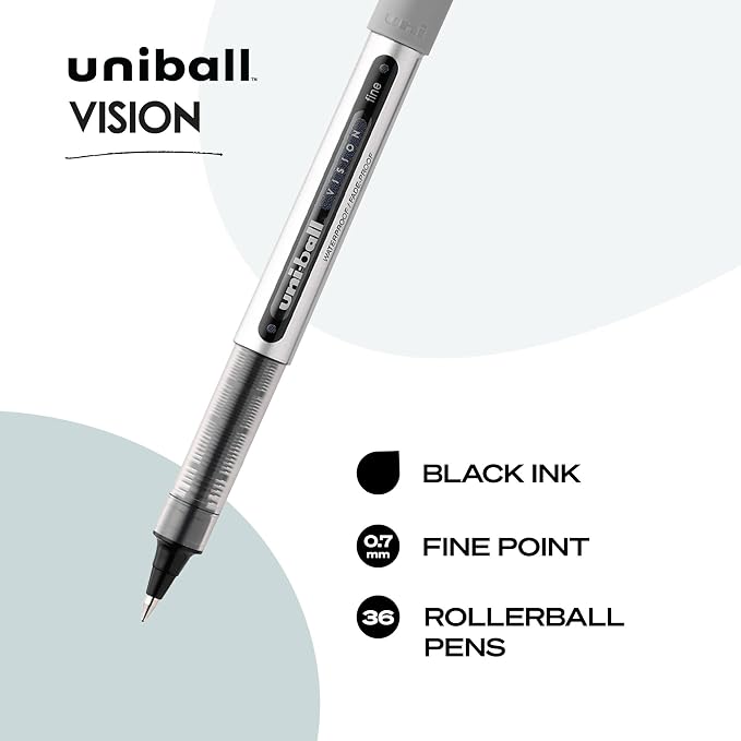 uniball Vision Rollerball Pens, Fine Point, 36 Pack - Image 3