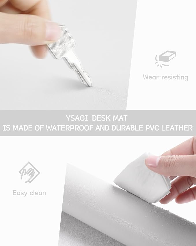 YSAGi Non-Slip Leather Desk Pad, Waterproof Laptop Computer Desk Keyboard Mat - Image 6