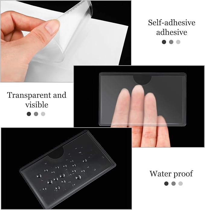 Chinco 100 Self Adhesive Pocket Index Card Pockets Index Card Holder Storage - Image 6
