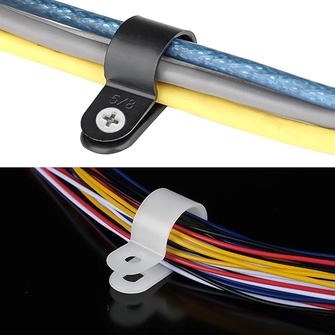Cable Clamp R-Type Cable Clip Wire Clamp 5/8 inch Nylon Screw Mounting Cord - Image 5