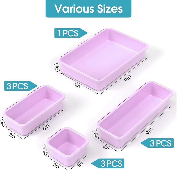 10 PCS Drawer Organizer Set, 4 Size Makeup Drawer Divider Organizer - Image 2