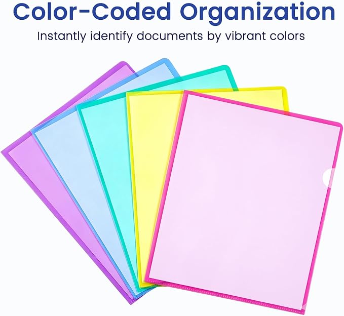 Sooez 36 Pack Clear Document Folder Project Pockets, 6 Assorted Colors - Image 2