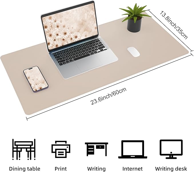 AFIING Desk Mat, 23.6" x 13.8", Desk Pad Protector | Dual-Sided Cork & PU - Image 2