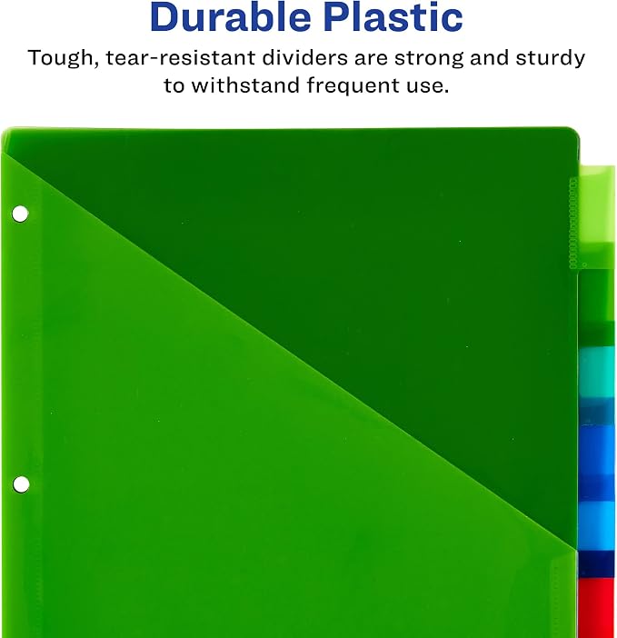 Avery Dividers for 3 Ring Binders, 8-Tab Sets, Two-Pocket Plastic Binder - Image 5