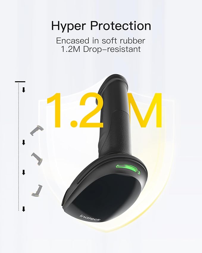 Inateck 2D Barcode Scanner, Wireless Bluetooth QR Barcode Scanner, Handheld - Image 7